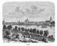 drzeworyt panorama Rostock Niemcy 1886