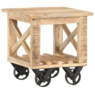 Bočný stolík s kolieskami 40x40x42 cm surové mangovníkové drevo