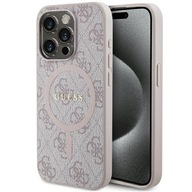 Etui Guess iPhone 14 Pro Max różowy hardcase 4G Leather Metal Logo MagSafe