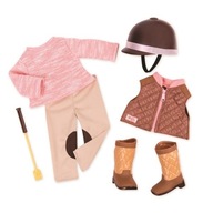 Oblečenie na jazdu na koni pre bábiku prilba lýtkové bacil vesta Our Generatio
