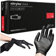 RĘKAWICZKI RĘKAWICE NITRYLOWE NITRYLEX BLACK CZARNE MOCNE 100SZT ROZMIAR L