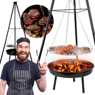 PALENISKO TRÓJNÓG GRILL OGNISKOWY OGRODOWY WISZĄCY DUŻY 49CM OGNISKO