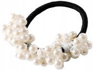 Ozdobná gumička do vlasov perly elastická biela