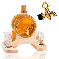 Beczka szklana karafka 1 L z kranikiem kieliszkami na bimber whisky nalewki