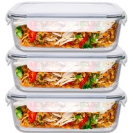 ÉTELTÁROLÓ DOBOZOK ÜVEG SZETT LÉGMENTESEN ZÁRÓDÓ UZSONNÁS DOBOZ 3db-os Fresh