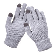 ch-Men Women Touch Screen Winter Gloves Warm Gray