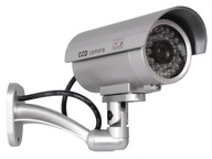 ATRAPA KAMERY CCTV MONITORING KAMERA TUBOWA ZEWNĘTRZNA DIODA LED SREBRNA
