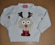 539^ Świąteczny sweter renifer cekiny 2/3L_98cm