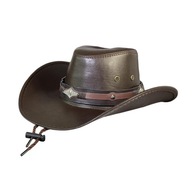 Zachodni kapelusz kowbojski Gentleman Jazz Hats Modna skóra PU z szerokim rondem, kawa