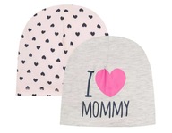 COOL CLUB Czapka niemowlęca dziewczęca 2 pack serce I Love Mommy r. 44/46