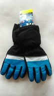 Rękawiczki długie narciarskie ortalionowe czarne niebieskie 3-6 lat