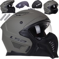 KASK LS2 OF606 WYPINANA SZCZĘKA + DASZEK 2 szyby 4 w 1 SAND matowy