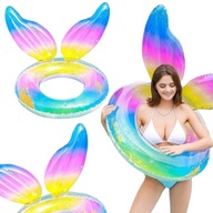 FELFÚJHATÓ ÚSZÓKERÉK SZIVÁRVÁNY CSILLÁMOS HALFAROK SELLŐ USZONY 100CM