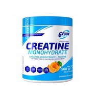 6PAK Creatine Monohydrate (Monohydrat Kreatyny) 500g o smaku pomarańczowym
