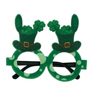 Zelené okuliare ST Patricks Day s dekorom Shamrock Rám okuliarov Klobúk bez štýlu B