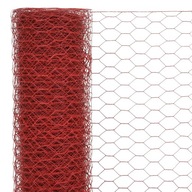 vidaXL Plot zo sieťoviny, oceľ a PVC, 25x1 m, červený
