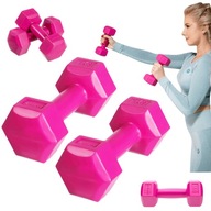DrFit Činky závažia na fitness cvičenie šesťhranné set 2x 1kg ružové