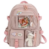 Školský batoh RUŽOVÁ Taška s medvedíkom Kľúčenka pre dievčatko