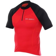 Brubeck Koszulka rowerowa unisex krótki rękaw z suwakiem czerwony/czarny S