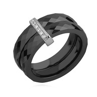 Keramický prsteň čierny so zirkónmi DARČEK