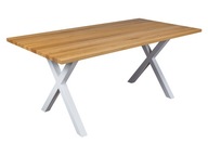Stół dębowy 140 x 90 z litego drewna loftowy Blanco, metalowe białe nogi