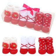 Ponožky detské červené DARČEKOVÁ SADA V KRABIČKE pre dievčatko