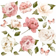 Naklejki na ścianę Kwiaty biało różowe - Naklejki ścienne kwiatki do pokoju