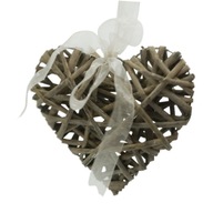 Sivé prútené srdce 15 cm rustikálna ozdoba svadobná dekorácia Valentín