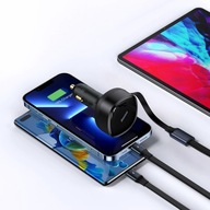 Ładowarka samochodowa 2w1 USB-C + iPhone Lightning zwijany przewód