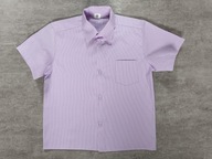 Wizytowa fioletowa koszula w paski krótki rękaw 104/110
