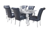 Zestaw Stół z 6 krzesłami glamour biały połysk