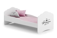 Łóżko dziecięce dla dziewczynki FALA 140X70+ materac- napis śpiąca królewna