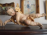 Anioł drewniany złocony XIX wiek 40 cm x 27cm
