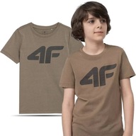 Tréningové tričko krátky rukáv 4F béžové a hnedé