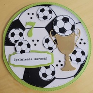 Zielona kartka piłka, 7 urodziny, handmade