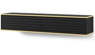 RTV skrinka WABI 180 cm závesná frézovaná čierna matná zlatá