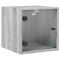 vidaXL Nočný stolík, sklenené dvere, sivý dub sonoma, 35x37x35 cm