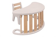 Hojdačka Montessori + doska set 3v1 stolík + stolička farba KAŠMIR BÉŽOVÁ