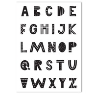 Alfabet, Plakat skandynawski, czarno biały A3