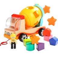 Drevená vzdelávacia hračka Miešačka na betón Sorter Montessori pre chlapca