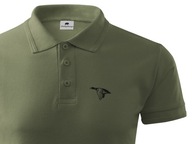 Myśliwska koszulka polo khaki nadruk KACZKA - 3XL