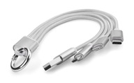 Kabel USB 3 w 1 TAUS Srebrny w Formie Breloka z Zapięciem