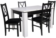 4 krzesła drewniane oparcie X + stół 80x120/160cm