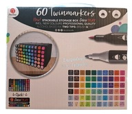 MARKERY Dwustronne Alkoholowe MEGA BOX 60 szt TwinMarkers DECO Brush & Fine