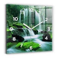 Tvrdené sklenené hodiny Moderné nástenné hodiny Vodopád medzi machom 30x30