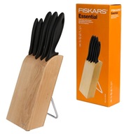 FISKARS ESSENTIAL KPL 5 NOŻY W BLOKU DREWNIANYM