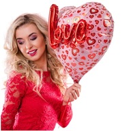 BALON SERCE LOVE 3D WALENTYNKI 2w1 FOLIOWY ROMANTYCZNY DUŻY 44cm