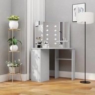 Rohový toaletný stolík s LED sivou betónovou farbou 111x54x141,5 cm