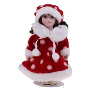 MagiDeal 20cm Winter Girl Porcelain Doll With Red