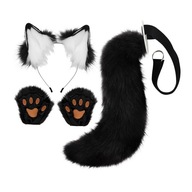 Kostým Tail Fox Ears and Tail Set Adult Kids, sivý